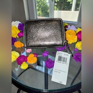 NWT Coach Metallic Zipper Walket in Pewter/ Gun Metal